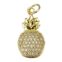 Cubic Zirconia Micro Pave Brass Pendant, Pineapple, fashion jewelry & micro pave cubic zirconia & for woman, gold Approx 3.5mm 