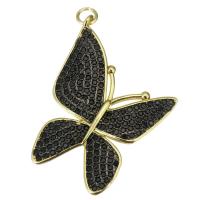 Cubic Zirconia Micro Pave Brass Pendant, Butterfly, fashion jewelry & micro pave cubic zirconia & for woman Approx 3.5mm 