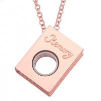 Fashion Locket Necklace, Zinc Alloy, with Glass, Rectangle, plated, DIY .6 Inch 