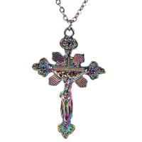 Zinc Alloy Necklace, Cross, colorful plated, DIY .716 Inch 