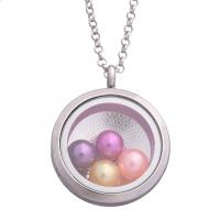 Fashion Locket Necklace, Zinc Alloy, with Glass, Round, plated, DIY .622 Inch 