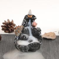 Incense Smoke Flow Backflow Holder Ceramic Incense Burner, Porcelain, plated, for home and office & durable, black 