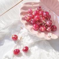 Resin Zinc Alloy Earring, with Resin, Cherry, plated, fashion jewelry & for woman 