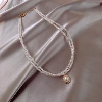 Plastic Pearl Necklace, Zinc Alloy, with Plastic Pearl, plated, fashion jewelry & for woman .3 Inch 