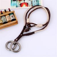 PU Leather Cord Necklace, Zinc Alloy, with PU Leather, Adjustable & fashion jewelry & handmade & Unisex, brown, 53-54cmuff0c0.3cm 