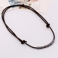 PU Leather Cord Necklace, Zinc Alloy, with PU Leather, Adjustable & fashion jewelry & handmade & Unisex, 40-43cmuff0c0.3cm 