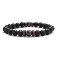 Lava Bead Bracelet, Natural Stone, with Lava, Round, polished Approx 19 cm 