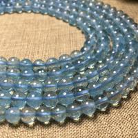 Aquamarin Perlen, rund, poliert, frei von Nickel, Blei & Kadmium, Länge:ca. 38 cm, verkauft von Strang