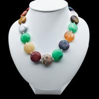 Gemstone Necklaces, Flat Round, polished, mixed colors Approx 17 Inch 