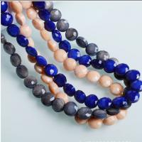 Perles rondes plates en cristal , Plat rond, poli, facettes, plus de couleurs à choisir Environ 38 cm, Vendu par brin