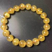 Quartz Bracelets, Rutilated Quartz, Round, polished, golden Approx 18 cm 