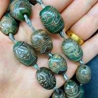 Natural Tibetan Agate Dzi Beads, Ellipse, polished Approx 38 cm 
