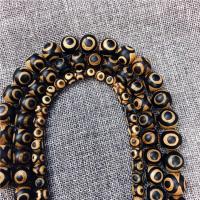 Natural Tibetan Agate Dzi Beads, Black Agate, Round, polished Approx 38 cm 