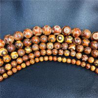 Natural Tibetan Agate Dzi Beads, Round, polished Approx 38 cm 