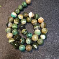 Natürliche Streifen Achat Perlen, rund, poliert, Länge:ca. 38 cm, verkauft von Strang