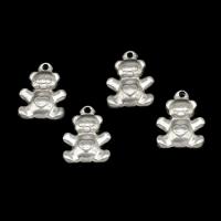 Stainless Steel Animal Pendants, Bear, silver color plated 
