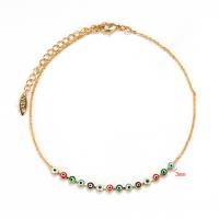 Evil Eye Jewelry Bracelet, Brass, mixed colors, 300mm 