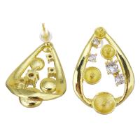 Brass Earring Stud Component, gold color plated, micro pave cubic zirconia 1mm,3.5mm,4mm,5mm,6mm 