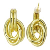 Brass Drop Earring, stainless steel post pin, gold color plated 