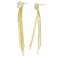 Fashion Fringe Earrings, Brass, stainless steel post pin, gold color plated 