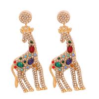 Zinc Alloy Rhinestone Drop Earring, Giraffe, fashion jewelry & for woman & with rhinestone 