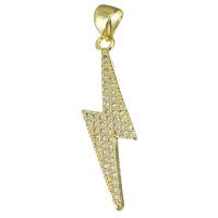 Cubic Zirconia Micro Pave Brass Pendant, Lightning Symbol, fashion jewelry & micro pave cubic zirconia & for woman, gold Approx 3.5mm 
