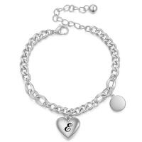 Titanium Steel Bracelet & Bangle, Heart, silver color plated & for woman, silver color .692 Inch 