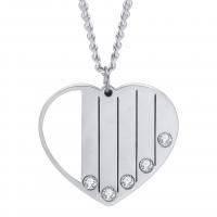 Titanium Steel Jewelry Necklace, Heart, plated, for woman & with rhinestone .622 Inch 