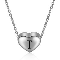 Titanium Steel Jewelry Necklace, Heart, silver color plated & for woman, silver color .716 Inch 