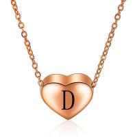 Titanium Steel Jewelry Necklace, Heart, rose gold color plated & for woman, rose gold color .716 Inch 