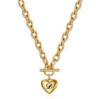 Titanium Steel Jewelry Necklace, Heart, gold color plated & for woman, gold .11 Inch 
