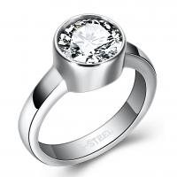 Titanium Steel Finger Ring, silver color plated & micro pave cubic zirconia & for woman, silver color, 9mm 