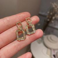 Zinc Alloy Rhinestone Drop Earring, plated, fashion jewelry & for woman & with rhinestone, golden 