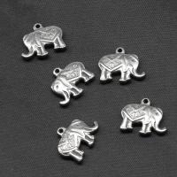 Colgantes de acero inoxidable de animales, Elefante, chapado en color de plata, 15x18x3mm, Vendido por UD