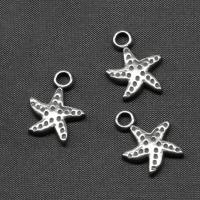 Stainless Steel Pendants, Starfish, silver color plated 