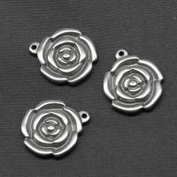Stainless Steel Flower Pendant, silver color plated 