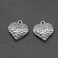 Stainless Steel Heart Pendants, silver color plated, DIY 