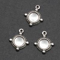 Stainless Steel Pendant Setting, Round, silver color plated, DIY 