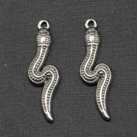 Stainless Steel Animal Pendants, Snake, silver color plated 