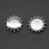 Stainless Steel Cabochon Setting, Round, silver color plated 