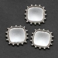 Stainless Steel Cabochon Setting, Square, silver color plated 