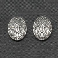 Bijoux Cabochon en acier inoxydable , ellipse, Placage de couleur argentée Vendu par PC