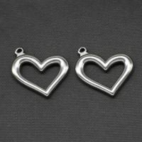 Stainless Steel Heart Pendants, silver color plated 