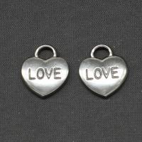 pendentifs de cœur en inox , acier inoxydable, coeur, Placage de couleur argentée Vendu par PC