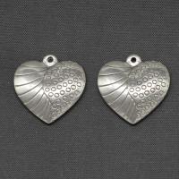 Colgantes del corazón de acero inoxidable, chapado en color de plata, 24x24x4mm, Vendido por UD