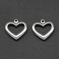 Colgantes del corazón de acero inoxidable, chapado en color de plata, 21x21x5mm, Vendido por UD