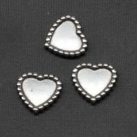 Stainless Steel Cabochon Setting, Heart, silver color plated 