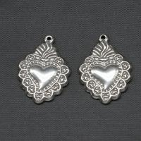 Stainless Steel Pendants, Heart, silver color plated 