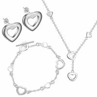 Brass Jewelry Set, Stud Earring & bracelet & necklace, silver color plated, silver color, 1*1.1cmuff0c18cmuff0c8cm 