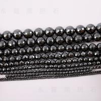 Nicht magnetische Hämatit Perlen, rund, DIY & verschiedene Größen vorhanden & facettierte, schwarz, verkauft von Strang
